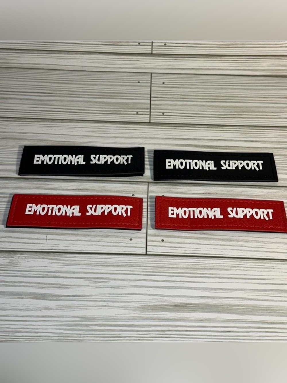 'EMOTIONAL SUPPORT' Patch Set - 2 Black 2 Red Hook & Loop